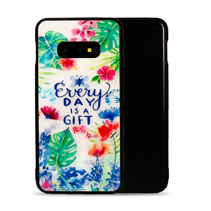 Galaxy S10e Design Tempered Glass Hybrid Case (Gift)